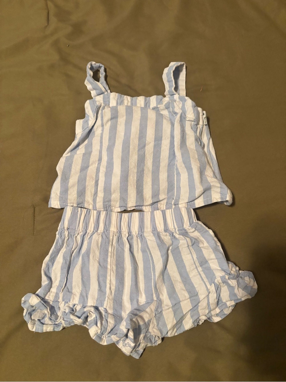 Toddler Boutique blue and White Striped Tank Top & Shorts Set